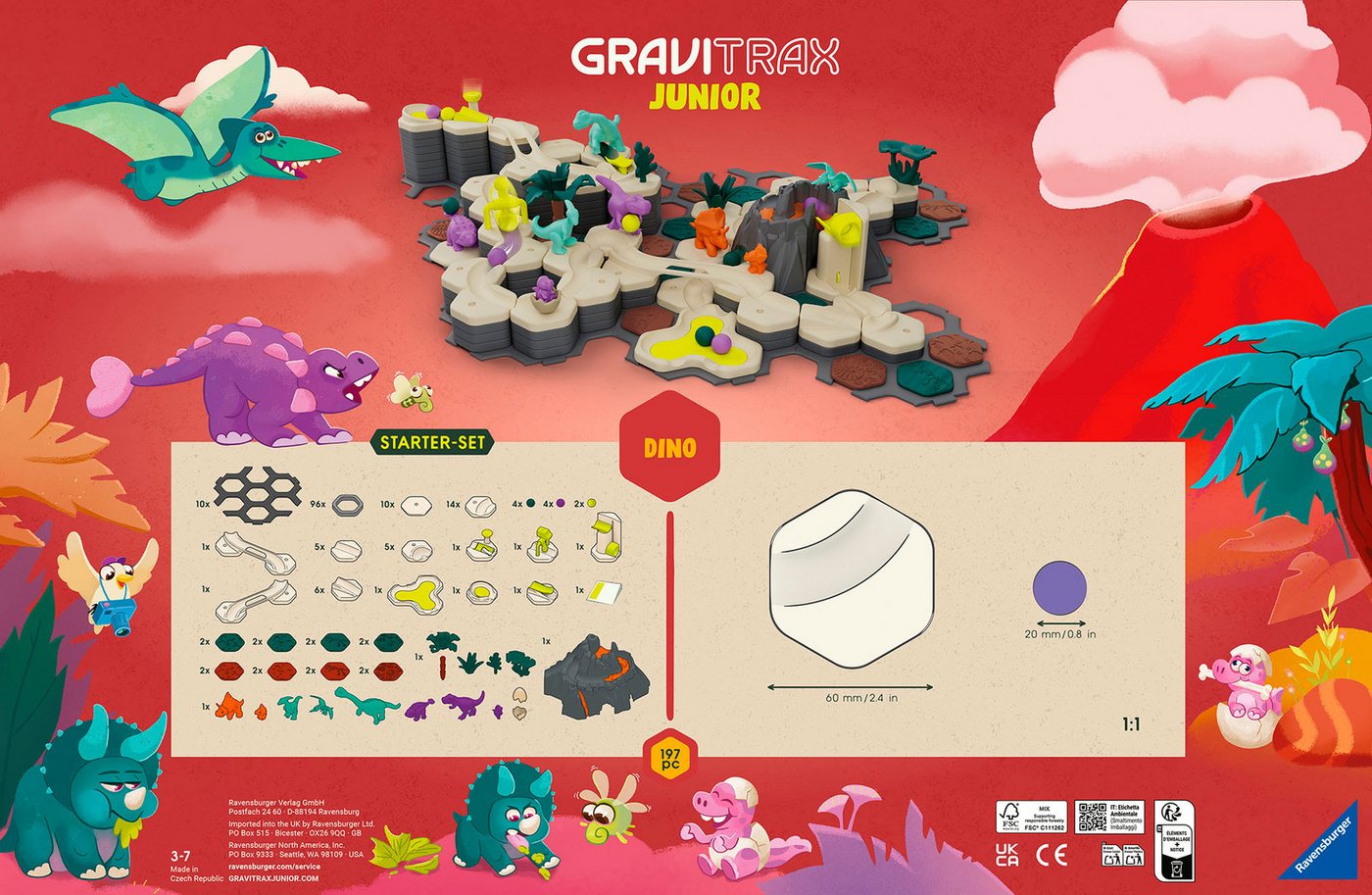 Ravensburger Kugelbahn-Bausatz GraviTrax Junior Starter-Set XXL Dino, Made in Europe – Bild 2 von 5