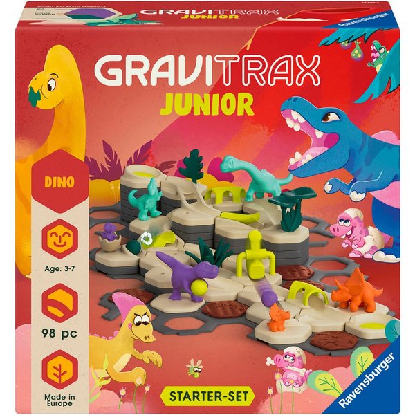 Ravensburger Kugelbahn-Bausatz GraviTrax Junior Starter-Set L Dino, Made in Europe