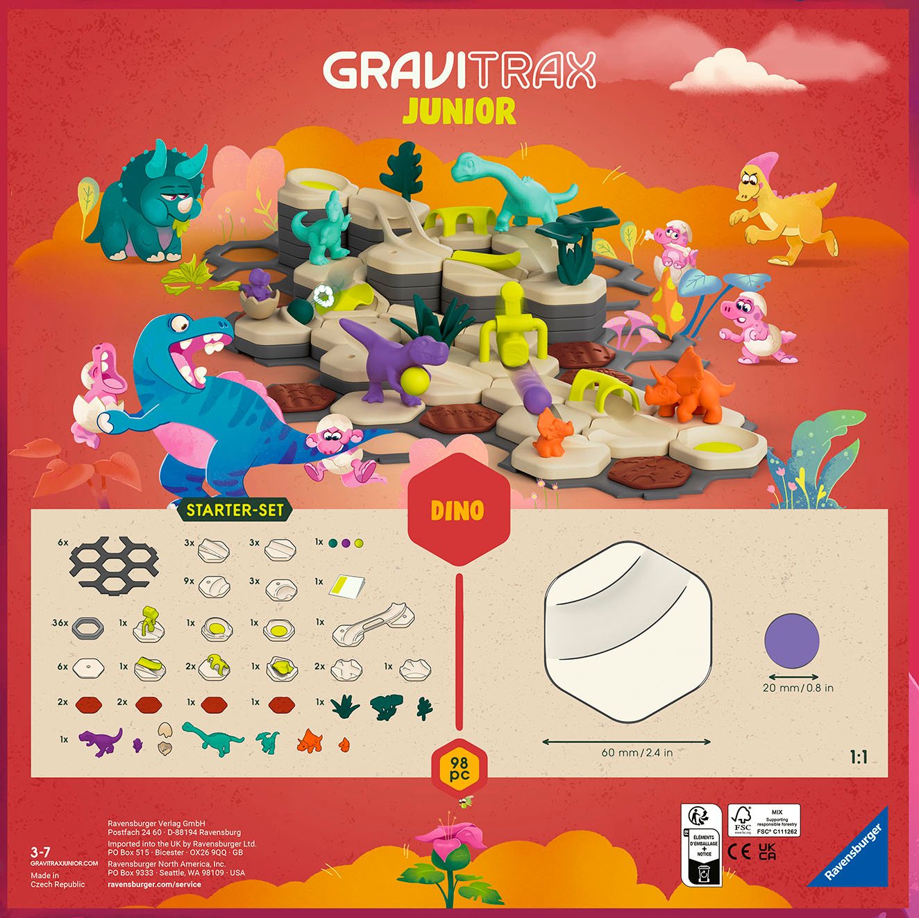 Ravensburger Kugelbahn-Bausatz GraviTrax Junior Starter-Set L Dino, Made in Europe – Bild 2 von 5
