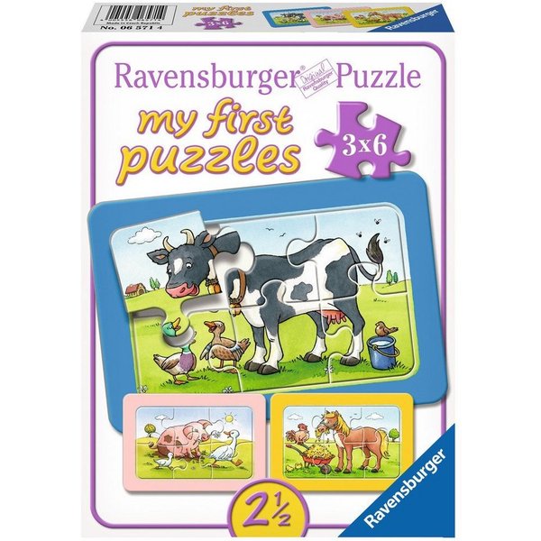 Ravensburger Puzzle 3 x 6 Teile Rahmen Puzzle my first puzzles Gute Tierfreunde 06571, 6 Puzzleteile