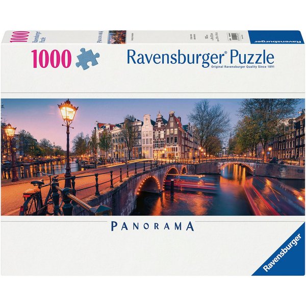 Ravensburger Puzzle Panorama, Abend in Amsterdam, 1000 Puzzleteile, Made in Germany