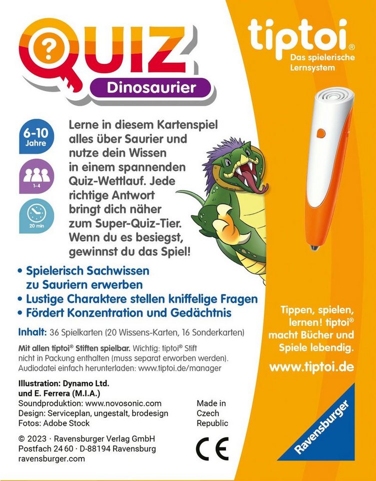 Ravensburger Spiel tiptoi® Quiz Dinosaurier, Kinderspiel, Made in Europe – Bild 3 von 3