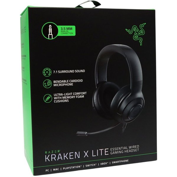 RAZER Kraken X Lite Gaming-Headset 7.1Surround, Ultraleichtes Gaming-Headset Gaming-Headset