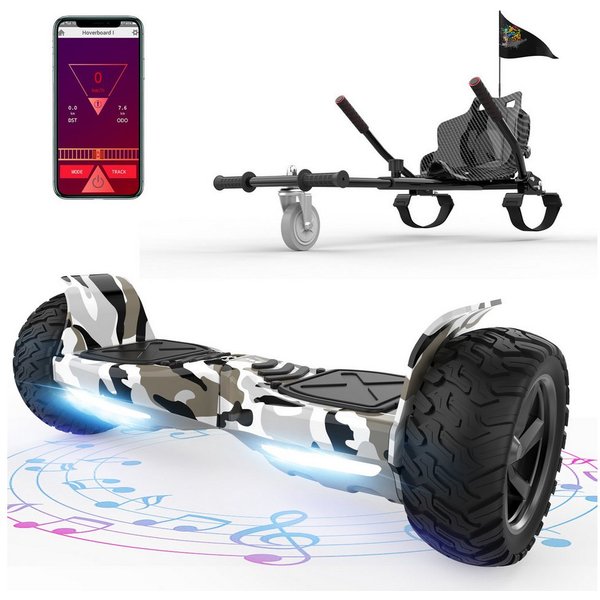 RCB Balance Scooter Kart Set, 8,5'' Off-Road SUV Hoverboard mit Sitz, Go-Kart, APP, Bluetooth