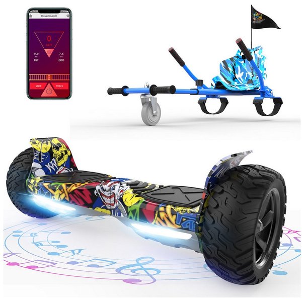 RCB Balance Scooter Kart Set, 8,5'' Off-Road SUV Hoverboard mit Sitz, Go-Kart, APP, Bluetooth