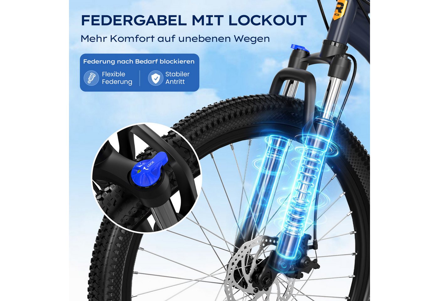 RCB Mountainbike GK2 PRO 27,5 Zoll mit Federgabel, Vorderradfederung & Scheibenbremsen, 21 Gang, Kettenschaltung, Aluminium-Rahmen – leicht und robust, mit Refl – Bild 2 von 5
