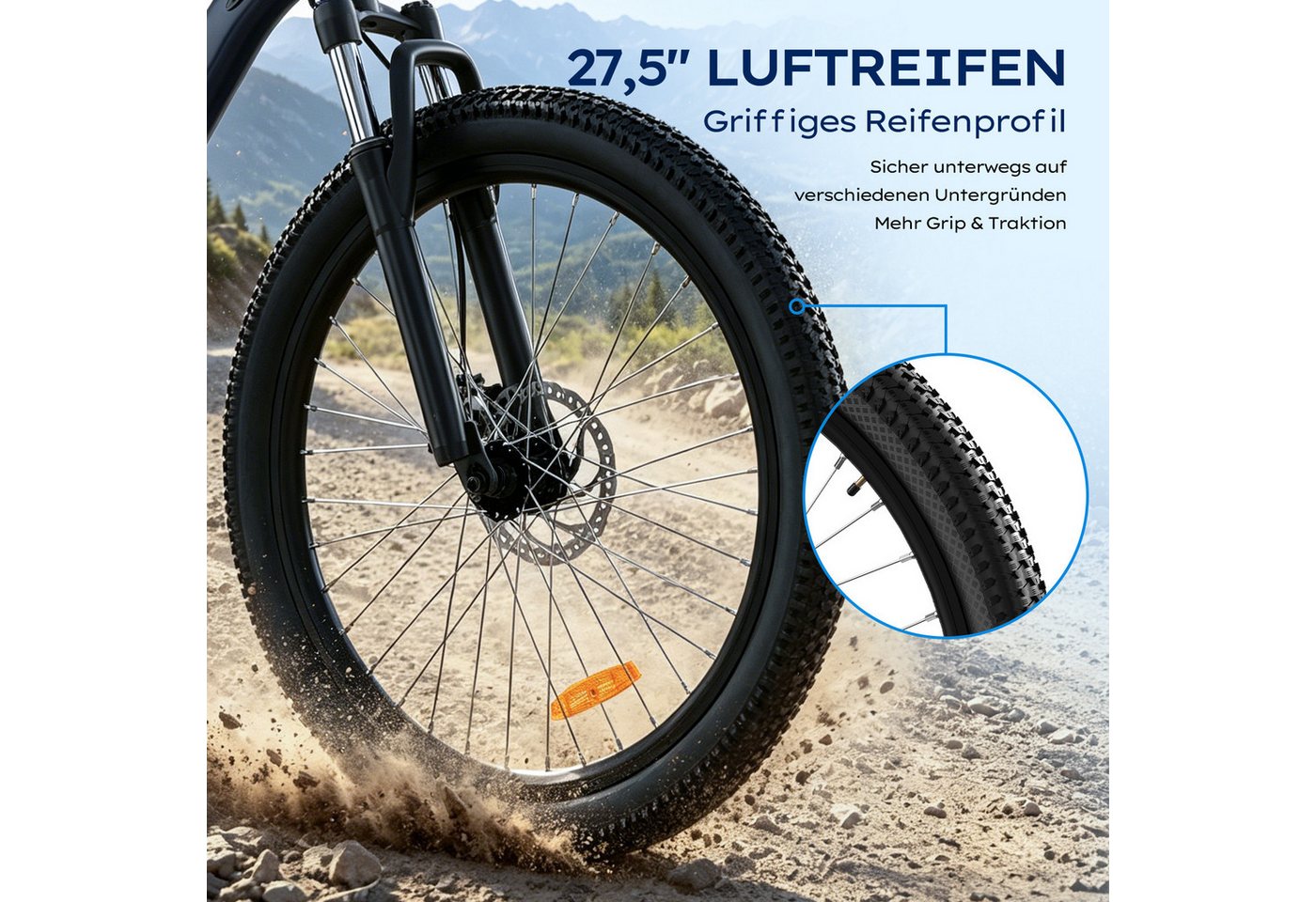 RCB Mountainbike GK2 PRO 27,5 Zoll mit Federgabel, Vorderradfederung & Scheibenbremsen, 21 Gang, Kettenschaltung, Aluminium-Rahmen – leicht und robust, mit Refl – Bild 3 von 5