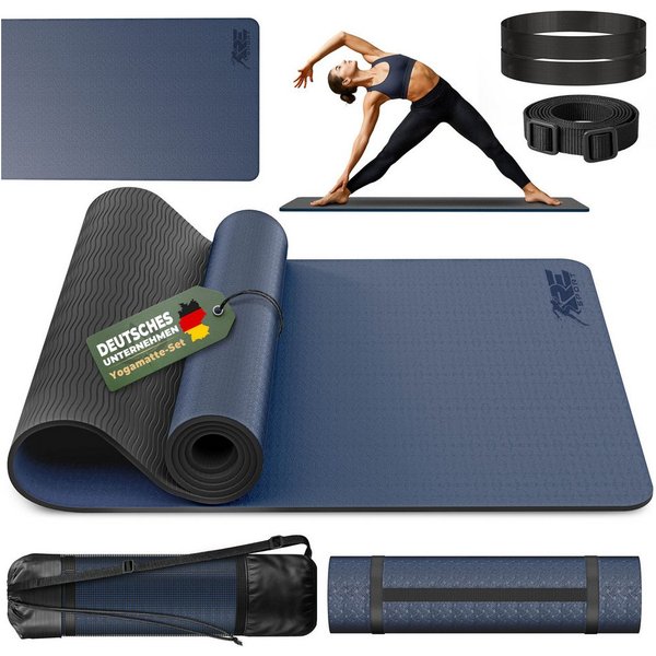 RE:SPORT Gymnastikmatte 183 x 61 x 0,6 cm mit Tragetasche Yogamatte TPE Fitnessmatte (rutschfest), Trainingsmatte mit Tragegurt Fitness Gymnastik Pilates Workou