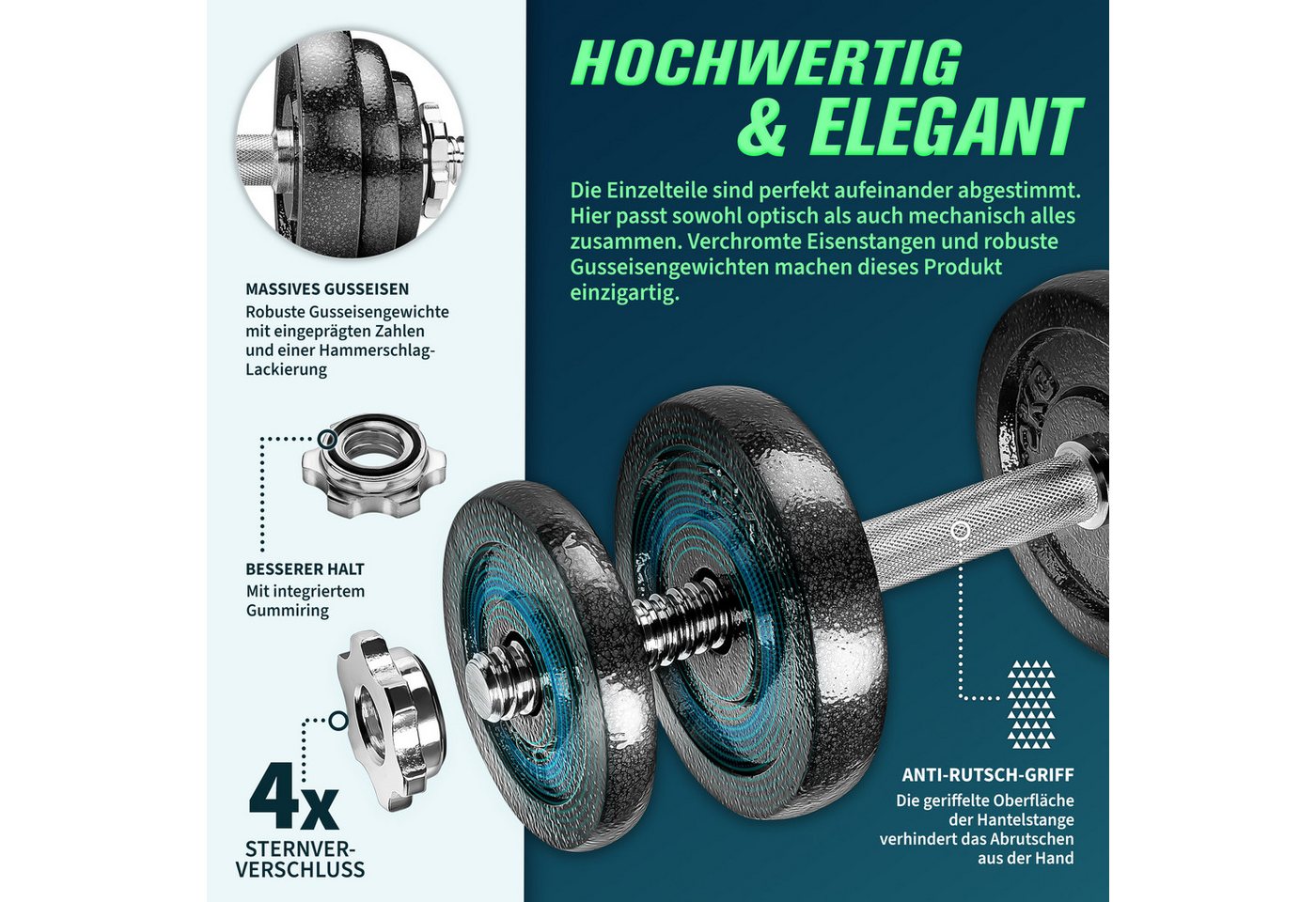 RE:SPORT Hantel-Set, 2 in 1 Hanteln Set, Hantelset Gusseisen verstellbar – Bild 3 von 5