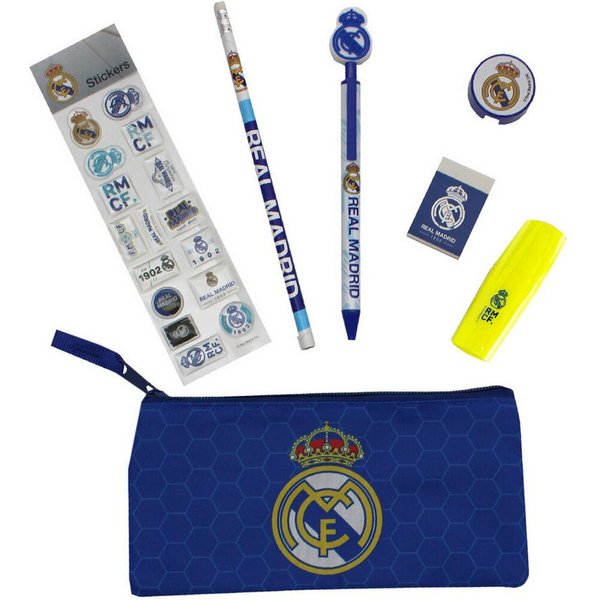 Real Madrid Federmäppchen Schulset mit Federmappe, Bleistift und Textmarker