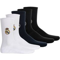REAL MADRID Real Madrid Unisex Socken, 5er Pack - Tennis Embroidery Socks, Emblem-Logo gestickt, Baumwollmischung, einfarbig, Größe 39-42 in Weiß