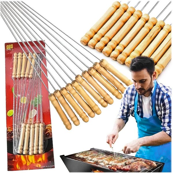 Realb2b Grillspieß 10 Schaschlik Spieße Grill 30cm Schampura Edelstahl (Grillspieß-Set aus Edelstahl für vielseitiges Grillen, 10-St., 10 Grillspieße aus Edelst