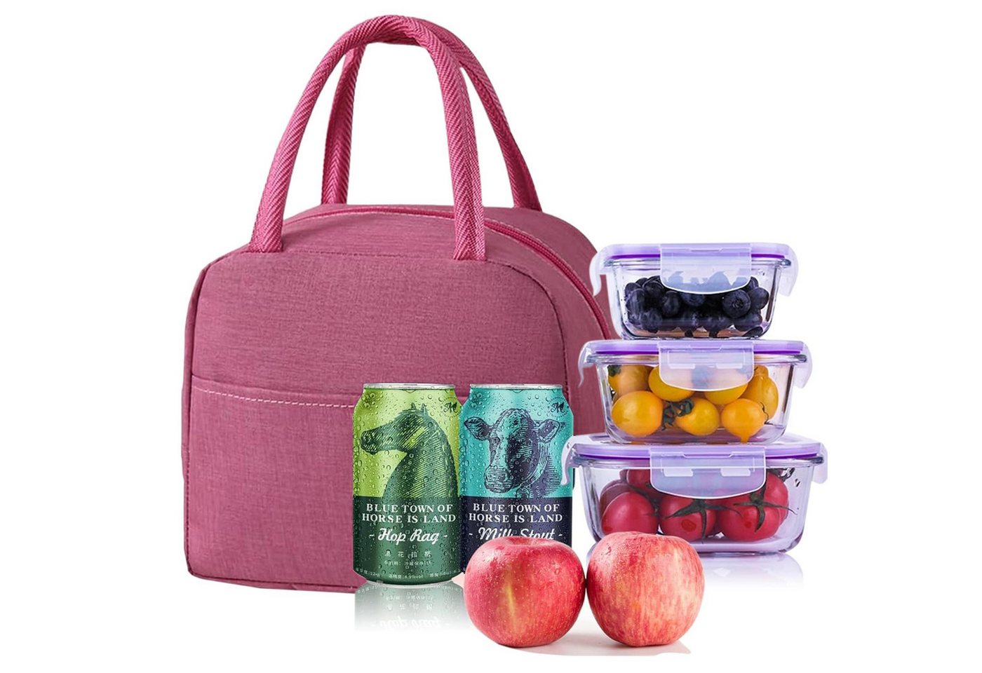 Realb2b Lunchbox Lunchbox Isoliertasche Thermotasche mit Reißverschluss Lebensmittel, (Einzelartikel Lunchbox Isoliertasche Thermotasche, Isoliertasche Lunchbox – Bild 2 von 5