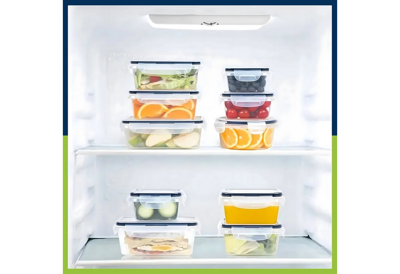 Realb2b Vorratsdose 12x Lunchbox Set mit Deckel Kunststoffbehälter Frühstücksoxen, Kunststoff, (12-teiliges Kunststoffbehälter mit Deckel-Set für Lebensmittelau – Bild 2 von 5
