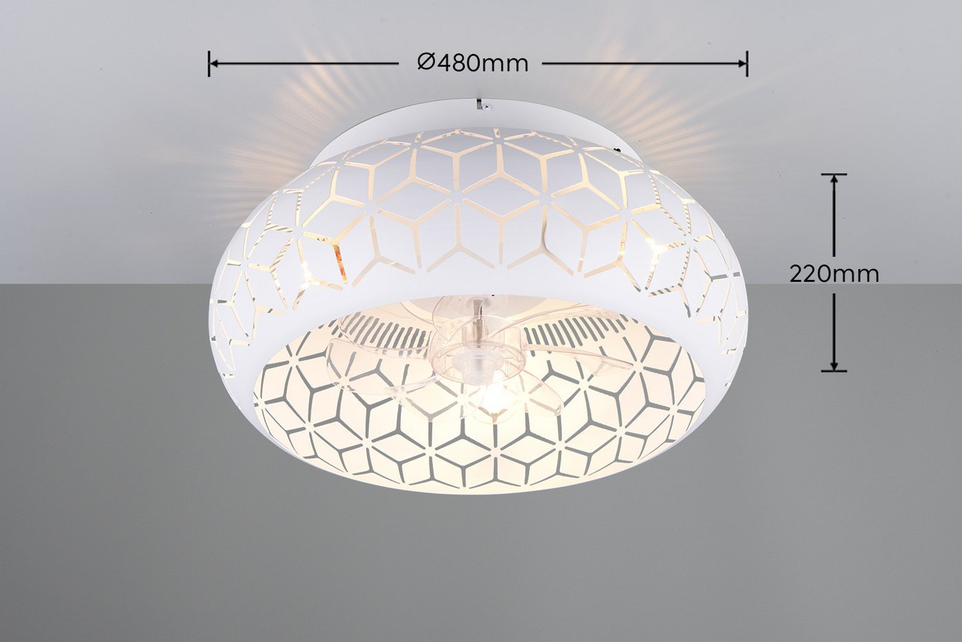 Reality Leuchten Deckenleuchte BIDAR mit Ventilator, Deckenventilator mit Licht inkl Fernbedienung, Ventilatorfunktion, Leuchtmittel wechselbar, warmweiß - kalt – Bild 3 von 5