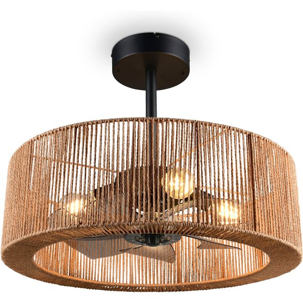Reality Leuchten Deckenleuchte SMILLUM mit Ventilator, großer Deckenventilator mit Licht Ø 61cm, Fernbedienung, Infrarot inkl., Timerfunktion, Ventilatorfunktio