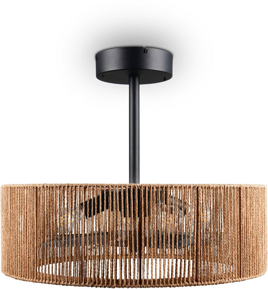 Reality Leuchten Deckenleuchte SMILLUM mit Ventilator, großer Deckenventilator mit Licht Ø 61cm, Fernbedienung, Infrarot inkl., Timerfunktion, Ventilatorfunktio – Bild 4 von 5