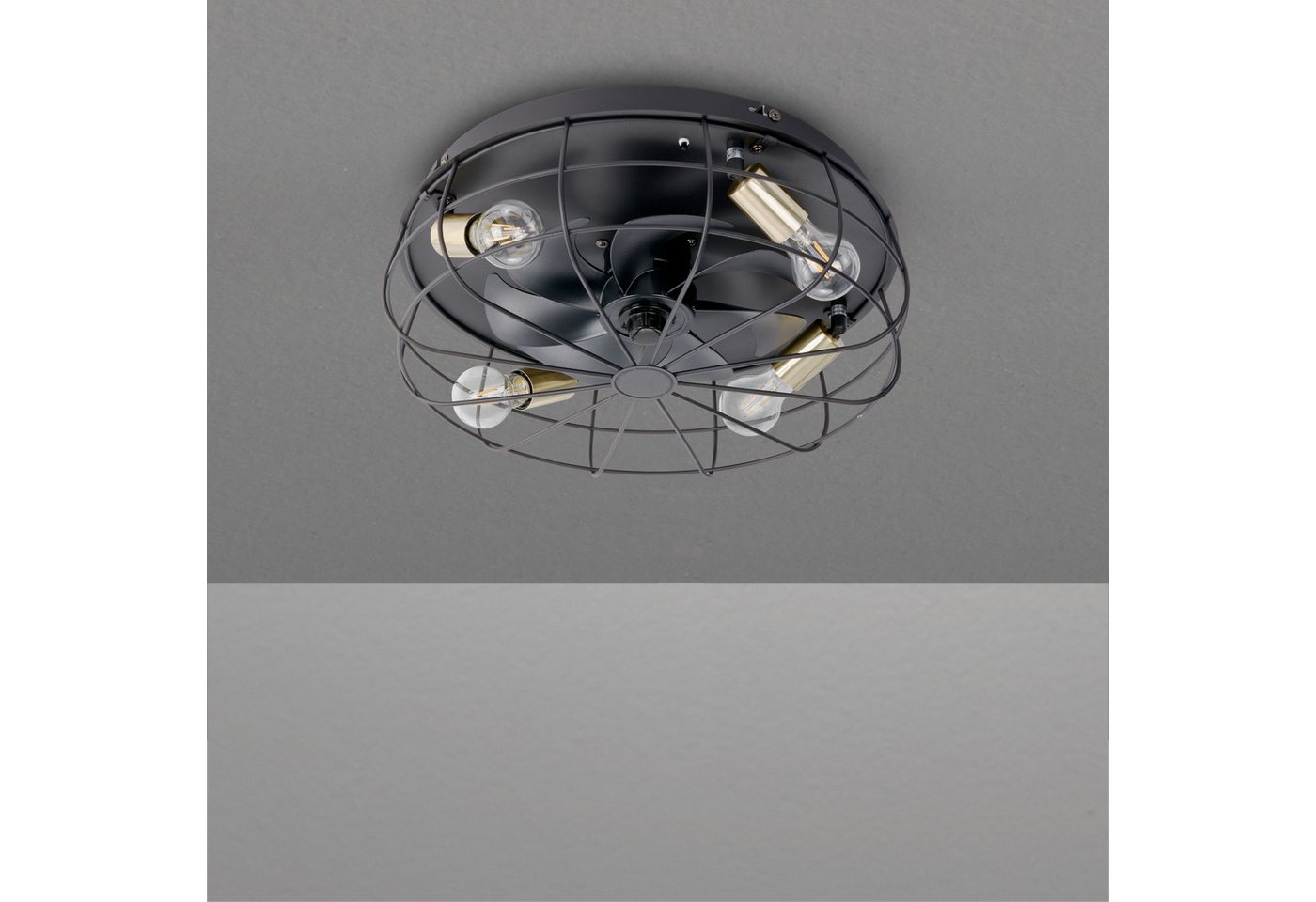 Reality Leuchten Deckenleuchte Trondheim Deckenventilator, Timerfunktion, Ventilatorfunktion, Leuchtmittel wechselbar, Deckenlampe Ventilator getrennt schaltbar – Bild 4 von 5
