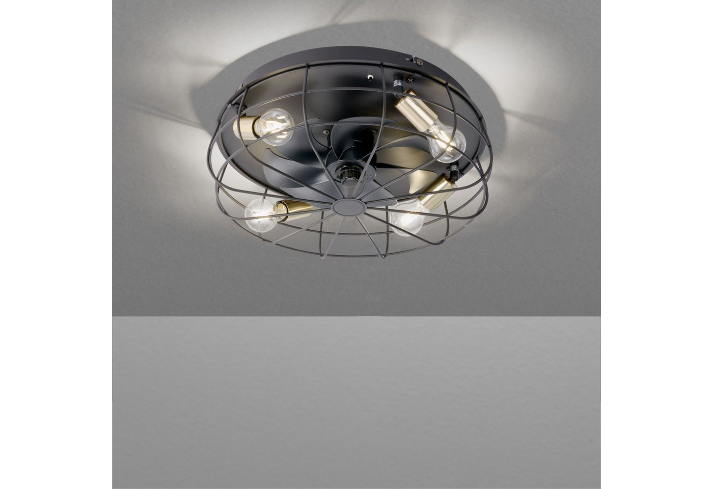 Reality Leuchten Deckenleuchte Trondheim Deckenventilator, Timerfunktion, Ventilatorfunktion, Leuchtmittel wechselbar, Deckenlampe Ventilator getrennt schaltbar – Bild 5 von 5