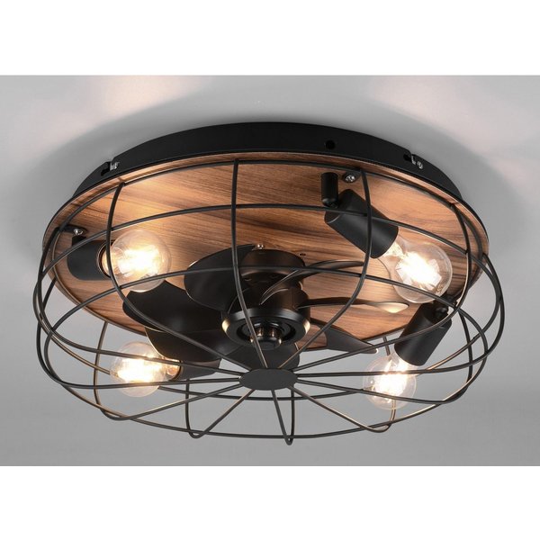 Reality Leuchten Deckenleuchte Trondheim Deckenventilator, Timerfunktion, Ventilatorfunktion, Leuchtmittel wechselbar, Deckenlampe Ventilator getrennt schaltbar