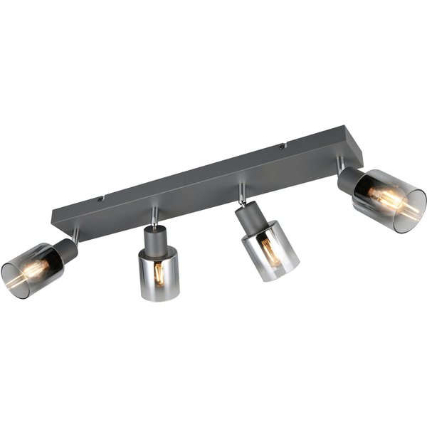 Reality Leuchten Deckenstrahler CADIZ, Spot 4-flammig, exkl 4xE14 max 10W, Glas anthrazit, verspiegelt, Leuchtmittel wechselbar, warmweiß - kaltweiß, verstellba