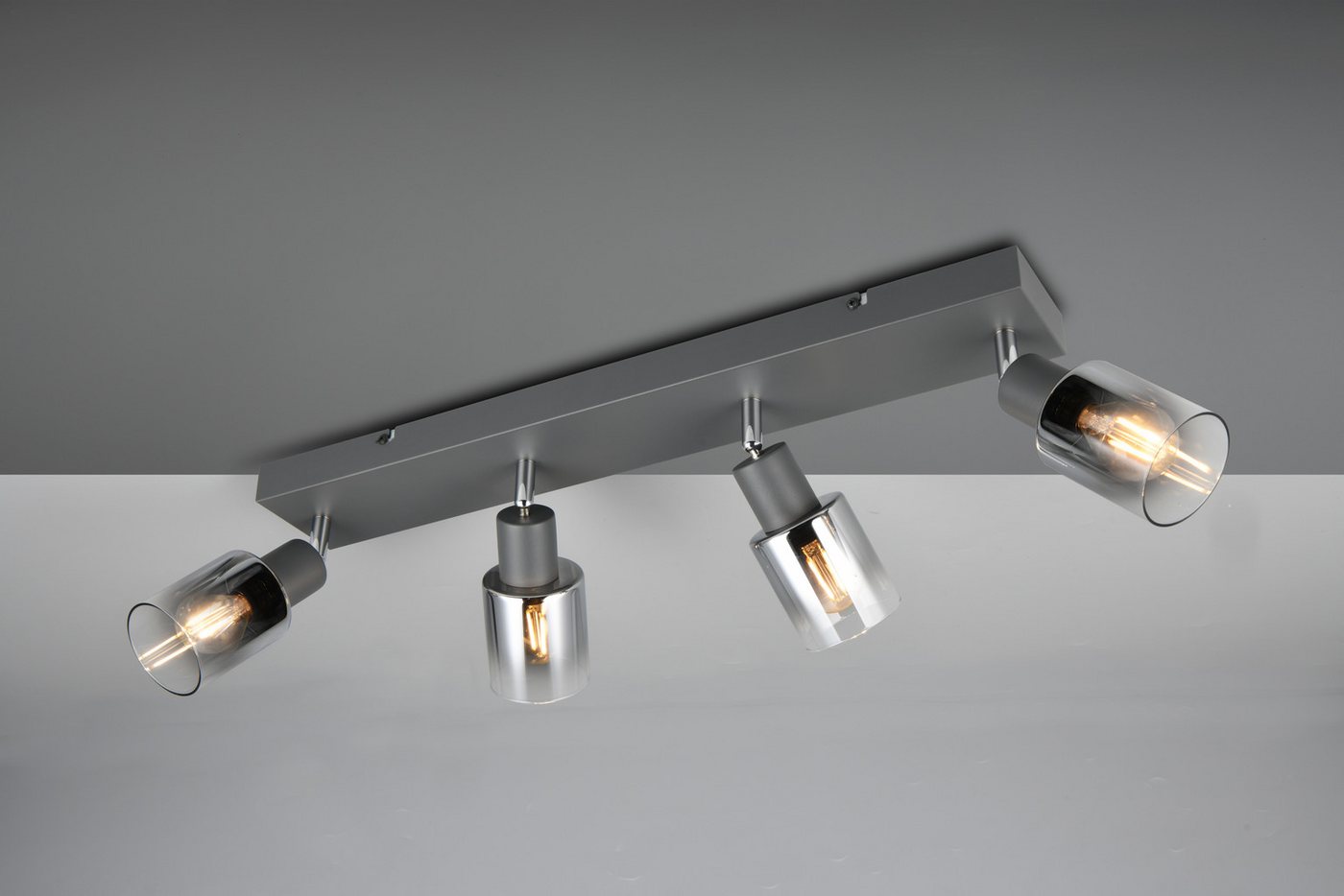 Reality Leuchten Deckenstrahler CADIZ, Spot 4-flammig, exkl 4xE14 max 10W, Glas anthrazit, verspiegelt, Leuchtmittel wechselbar, warmweiß - kaltweiß, verstellba – Bild 3 von 5