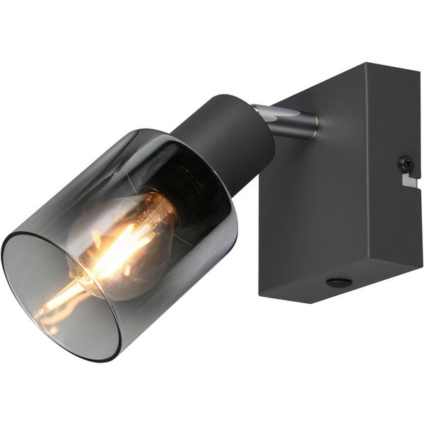 Reality Leuchten Deckenstrahler CADIZ, Spot 1-flammig, exkl 1xE14 max 10W, Glas anthrazit, verspiegelt, Leuchtmittel wechselbar, warmweiß - kaltweiß, verstellba