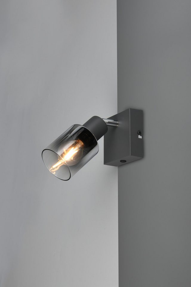 Reality Leuchten Deckenstrahler CADIZ, Spot 1-flammig, exkl 1xE14 max 10W, Glas anthrazit, verspiegelt, Leuchtmittel wechselbar, warmweiß - kaltweiß, verstellba – Bild 4 von 5