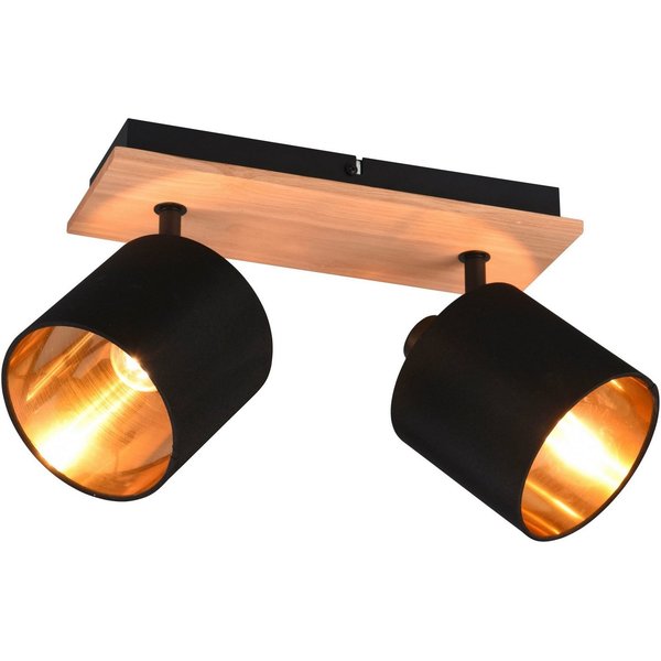 Reality Leuchten Deckenstrahler Tommy, ohne Leuchtmittel, warmweiß - kaltweiß, 2er Spot Holzoptik schwenkbar, Wand-& Deckenmontage exkl 2xE14 max 28W