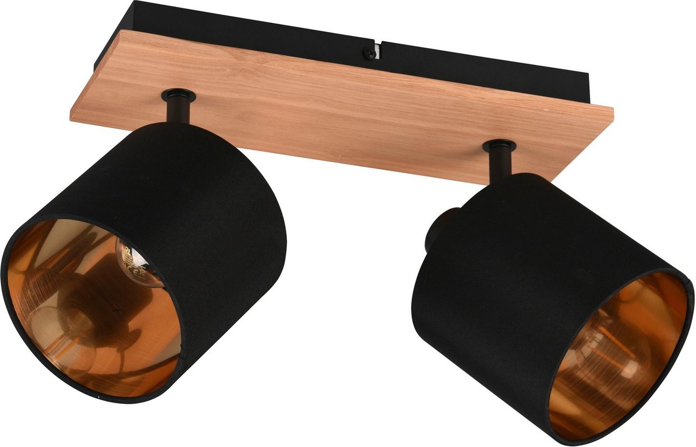 Reality Leuchten Deckenstrahler Tommy, ohne Leuchtmittel, warmweiß - kaltweiß, 2er Spot Holzoptik schwenkbar, Wand-& Deckenmontage exkl 2xE14 max 28W – Bild 2 von 5