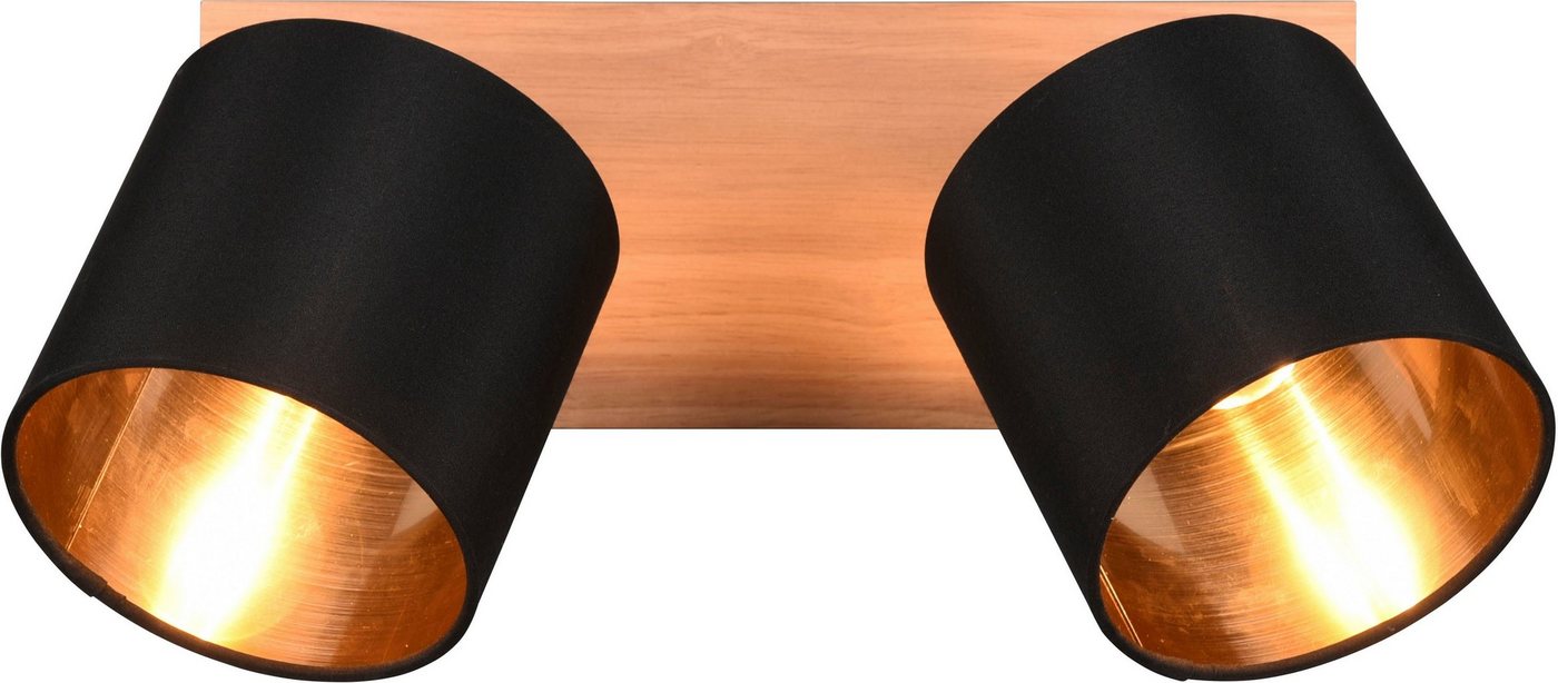 Reality Leuchten Deckenstrahler Tommy, ohne Leuchtmittel, warmweiß - kaltweiß, 2er Spot Holzoptik schwenkbar, Wand-& Deckenmontage exkl 2xE14 max 28W – Bild 3 von 5