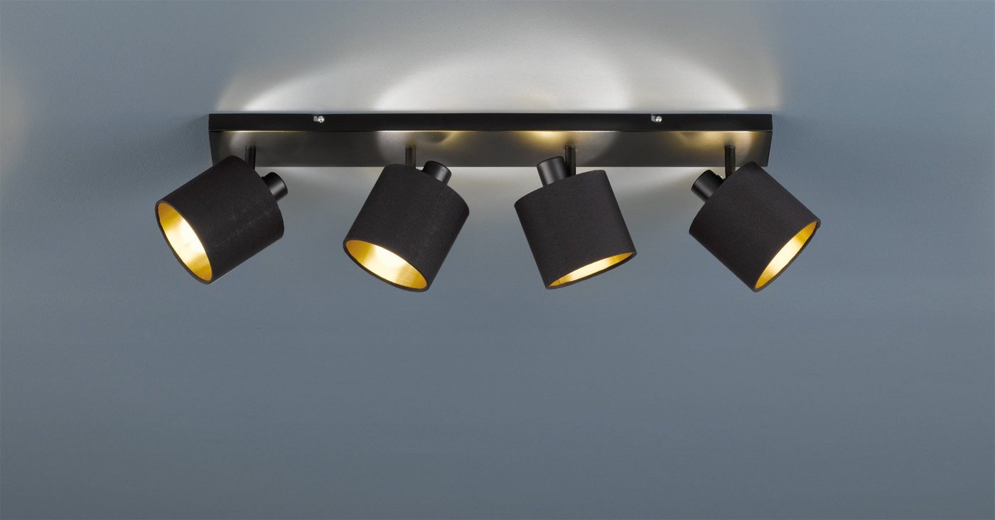Reality Leuchten Deckenstrahler Tommy, Leuchtmittel wechselbar, 4-flammiger Deckenspot (E14) in schwarz-gold Optik – Bild 2 von 5