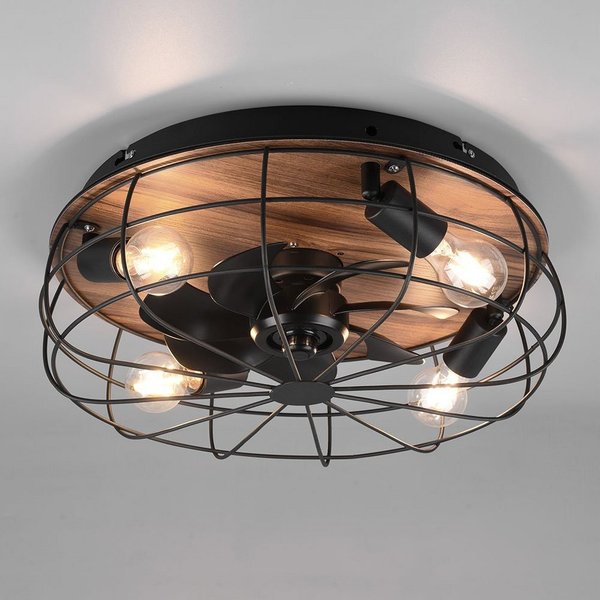 Reality Leuchten Deckenventilator, Deckenventilator mit Fernbedienung Deckenlampe 3-Stufen Timer Retro