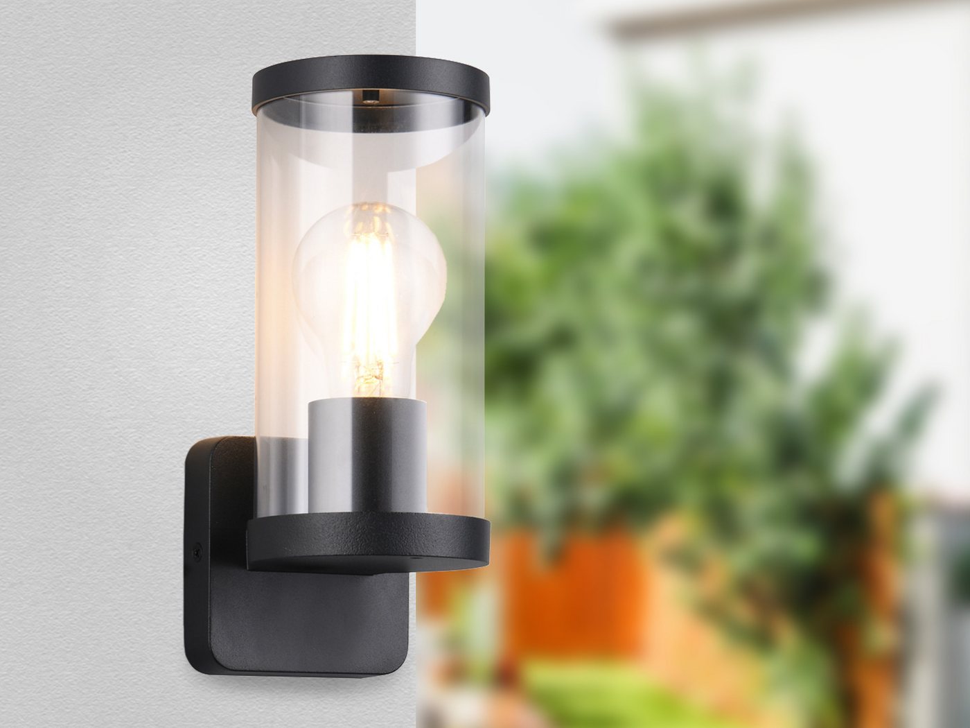 Reality Leuchten LED Außen-Wandleuchte, LED wechselbar, Warmweiß, Fassaden-beleuchtung Haus-wand, Terrassenleuchte Schwarz, Höhe 23cm – Bild 2 von 5