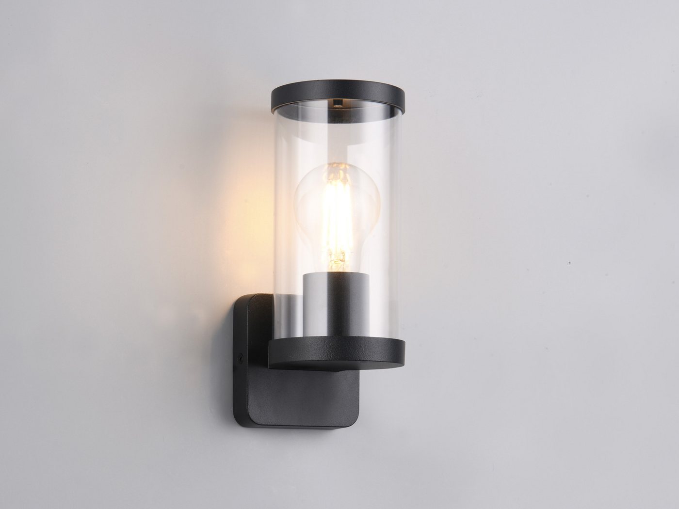 Reality Leuchten LED Außen-Wandleuchte, LED wechselbar, Warmweiß, Fassaden-beleuchtung Haus-wand, Terrassenleuchte Schwarz, Höhe 23cm – Bild 3 von 5