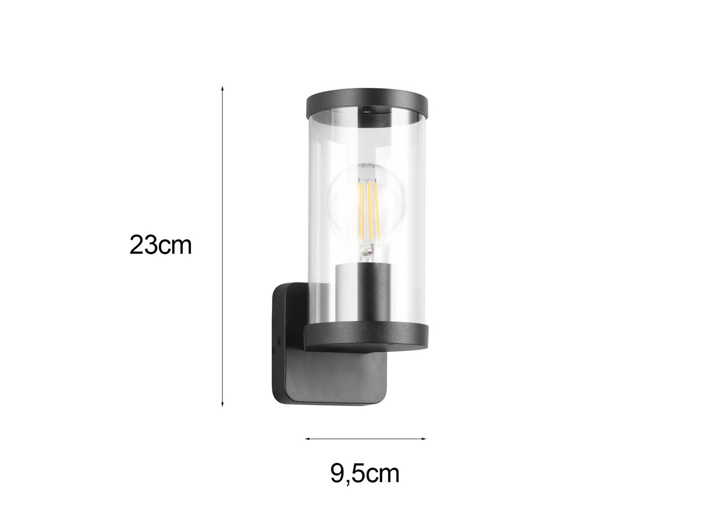 Reality Leuchten LED Außen-Wandleuchte, LED wechselbar, Warmweiß, Fassaden-beleuchtung Haus-wand, Terrassenleuchte Schwarz, Höhe 23cm – Bild 4 von 5