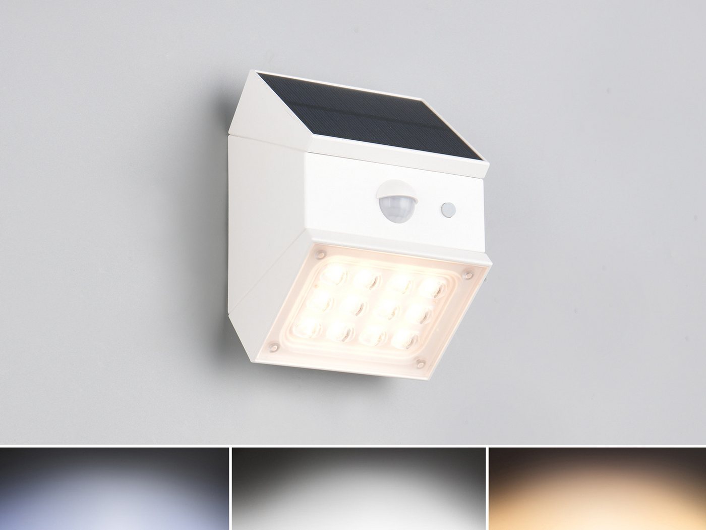 Reality Leuchten LED Außen-Wandleuchte Solarleuchte mit Bewegungsmelder, B: 9cm, Bewegungsmelder, LED fest integriert, Neutralweiß, Warmweiß, Tageslichtweiß, 2e – Bild 5 von 5