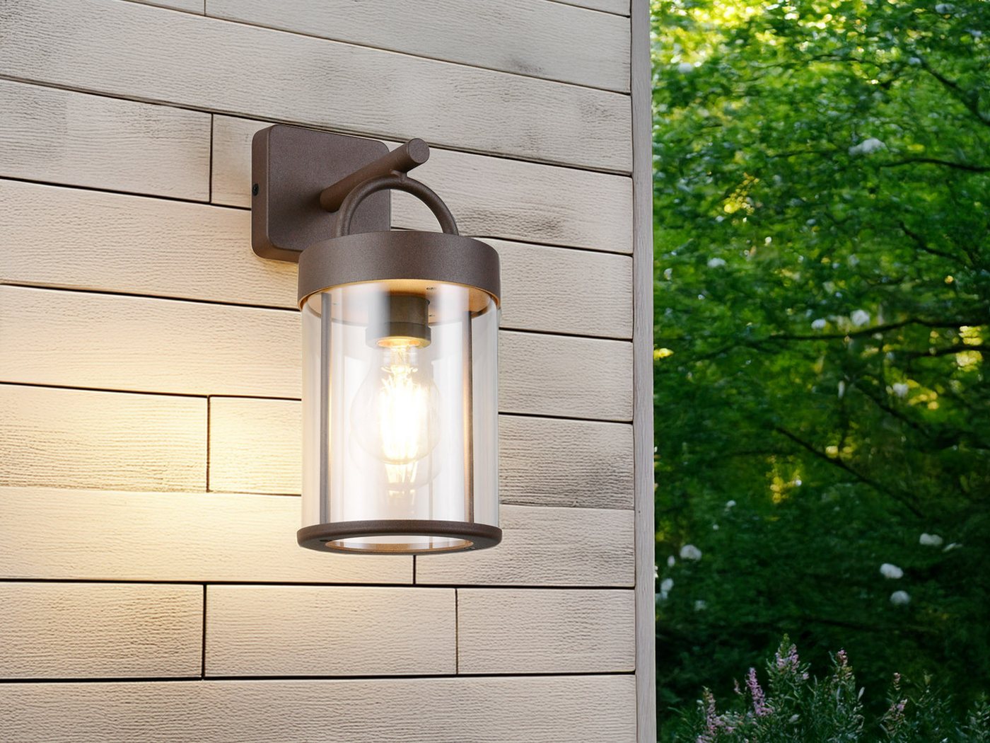 Reality Leuchten LED Außen-Wandleuchte, LED wechselbar, warmweiß, Wand-Laterne zur Fassadenbeleuchtung Hauswand aus Aluminium, Höhe 29cm – Bild 2 von 5