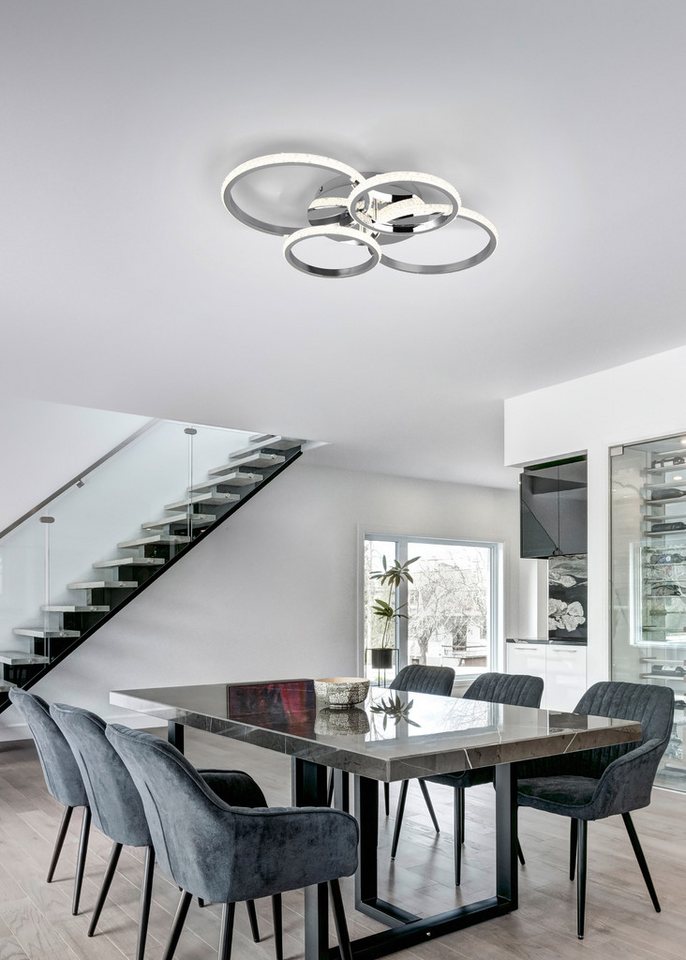 Reality Leuchten LED Deckenleuchte CIRES, LED Deckenlampe mit 4 schwenkbaren LED-Ringen, kaltweiß 4000K, Dimmfunktion, LED fest integriert, Kaltweiß, 3400 Lumen – Bild 2 von 5