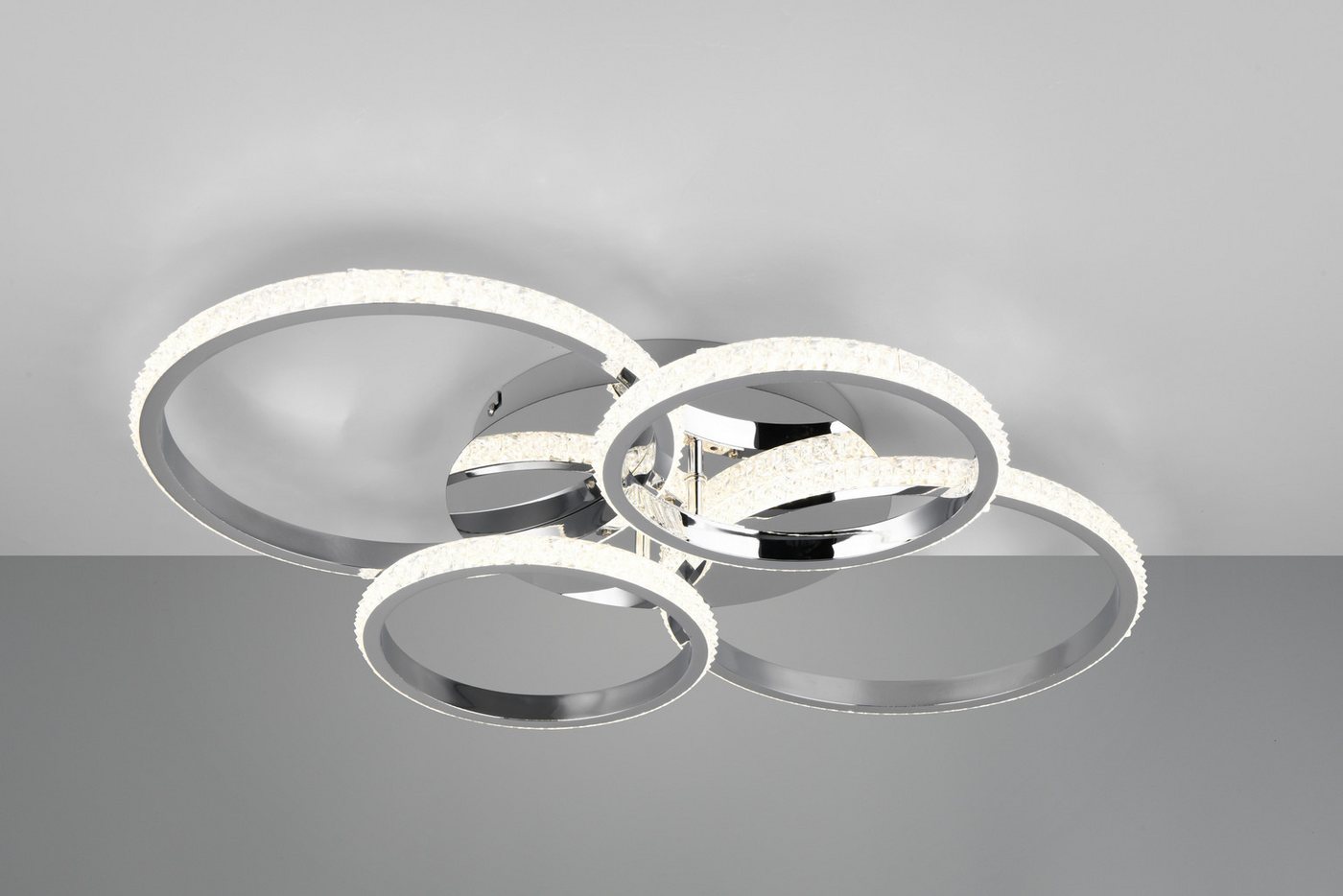 Reality Leuchten LED Deckenleuchte CIRES, LED Deckenlampe mit 4 schwenkbaren LED-Ringen, kaltweiß 4000K, Dimmfunktion, LED fest integriert, Kaltweiß, 3400 Lumen – Bild 4 von 5