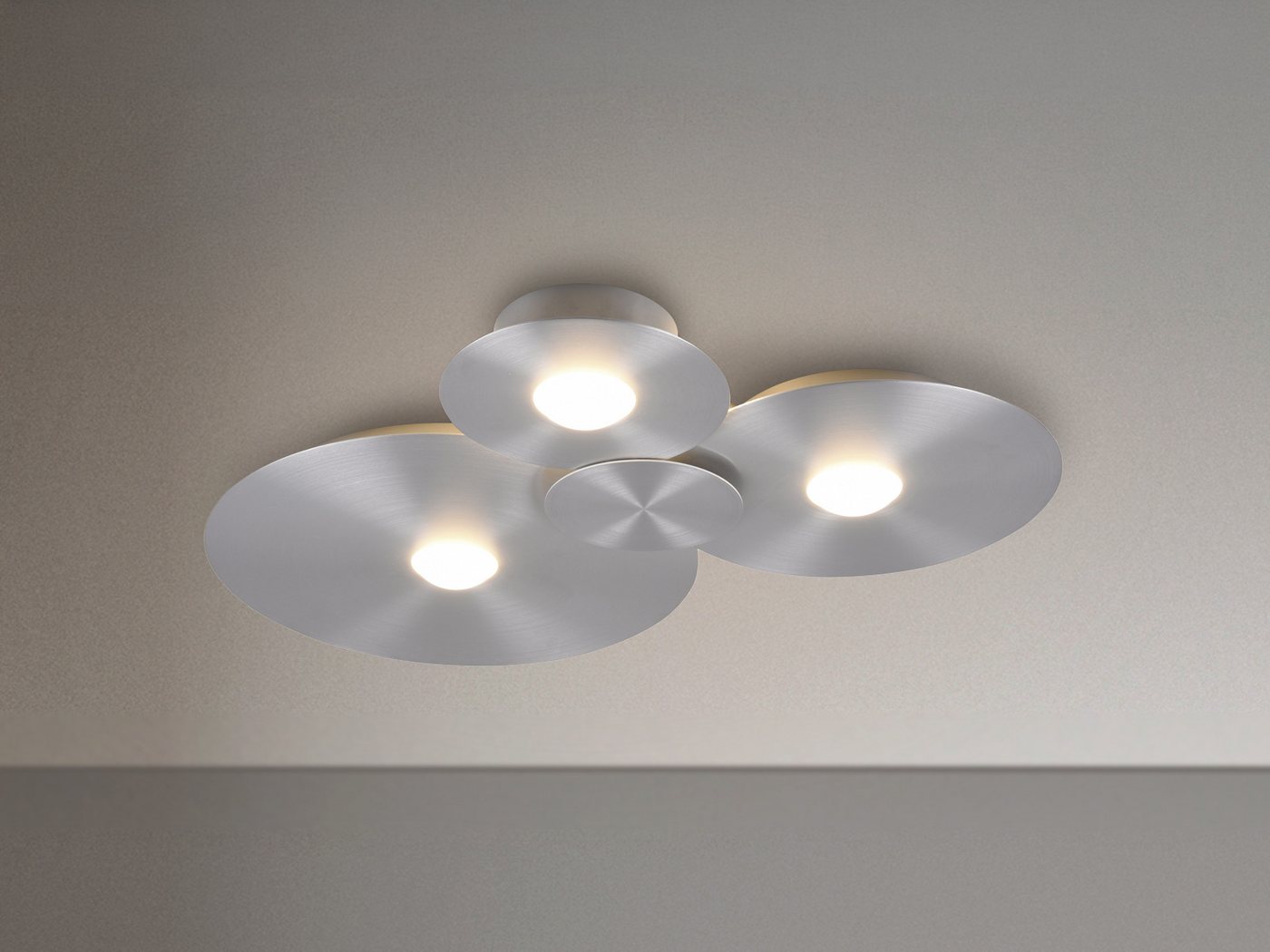 Reality Leuchten LED Deckenleuchte flach mit 3 LED-Ringen, Metall, B: 69cm, LED fest integriert, Warmweiß, LEDs getrennt schaltbar – Bild 3 von 5