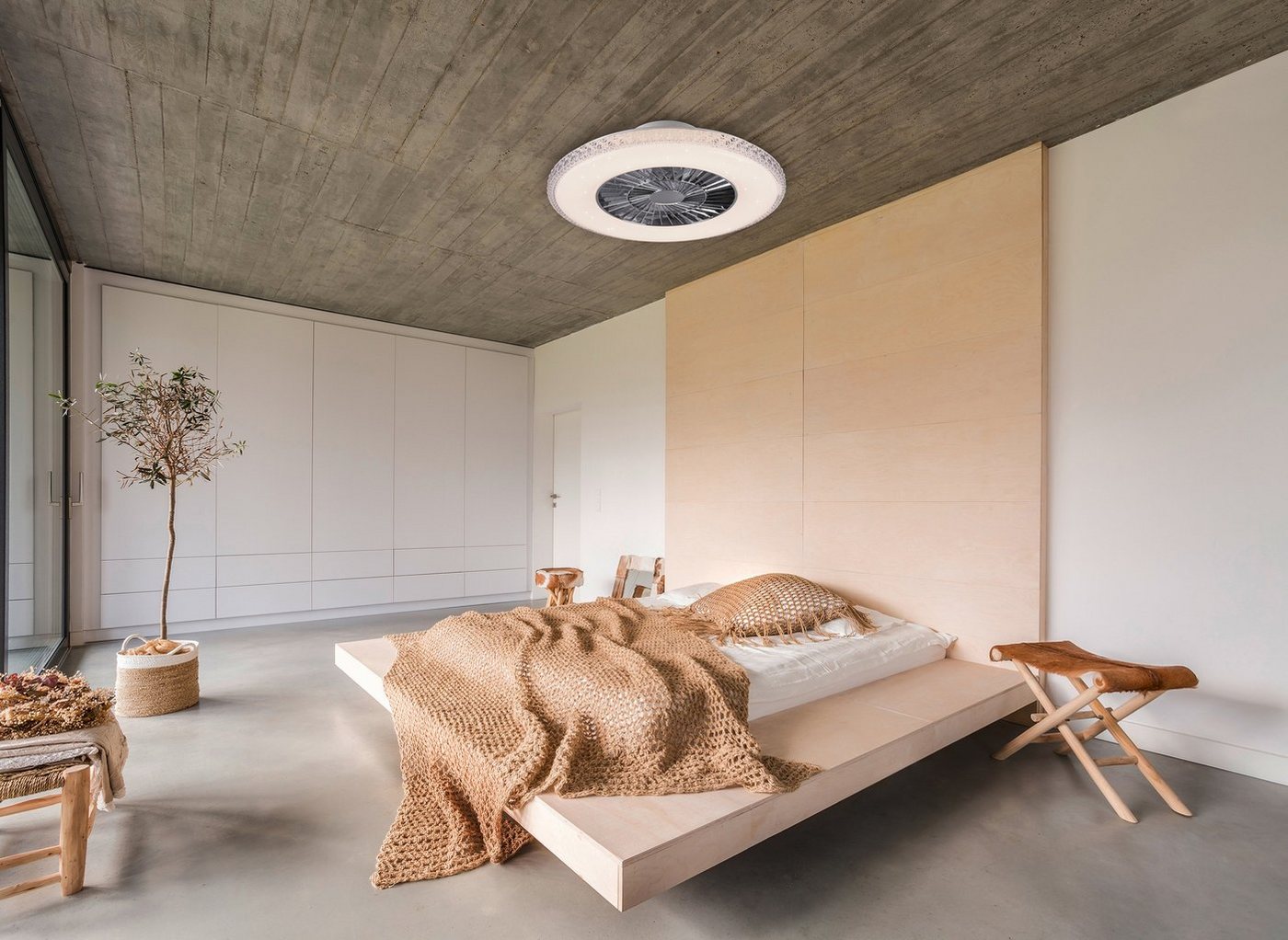Reality Leuchten LED Deckenleuchte Harstad Deckenventilator, Timerfunktion, Ventilatorfunktion, LED fest integriert, Neutralweiß, Deckenlampe, Ventilator, Fernb – Bild 2 von 5