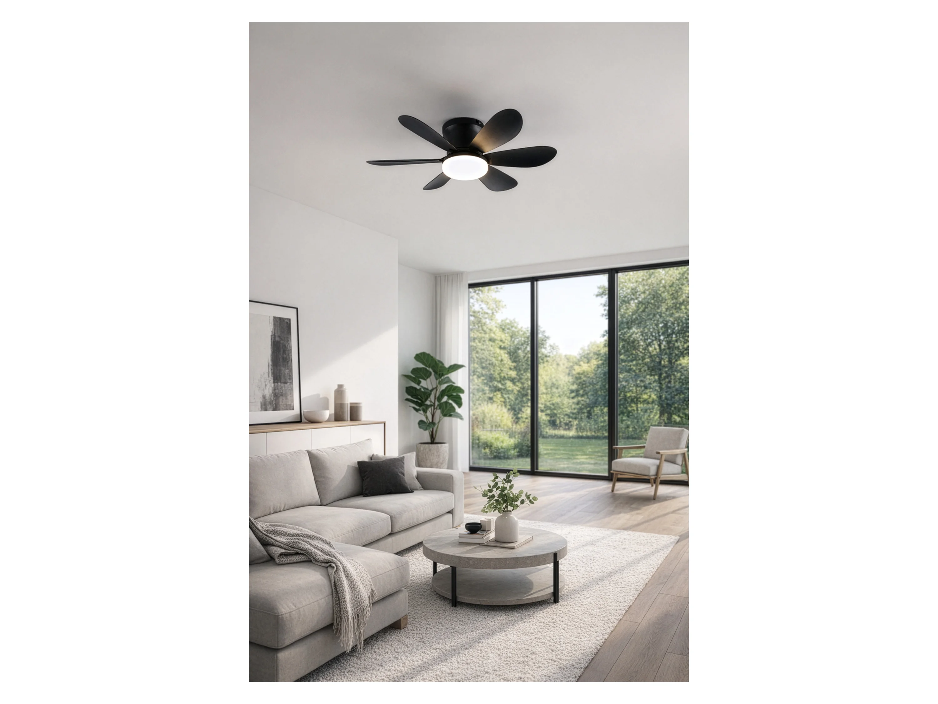 Reality Leuchten LED Deckenleuchte LUND mit Ventilator, Deckenventilator mit Licht inkl Fernbedienung, Ventilatorfunktion, LED fest integriert, warmweiß - kaltw – Bild 2 von 4
