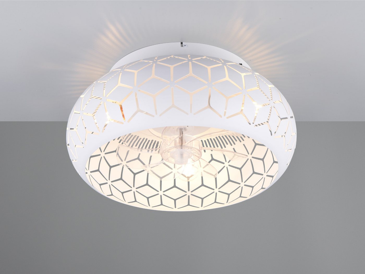 Reality Leuchten LED Deckenleuchte mit Ventilator & Fernbedienung Ø 50cm, Timerfunktion, LED wechselbar, warmweiß, Deckenventilator mit Licht, ausgefallene Deck – Bild 2 von 5