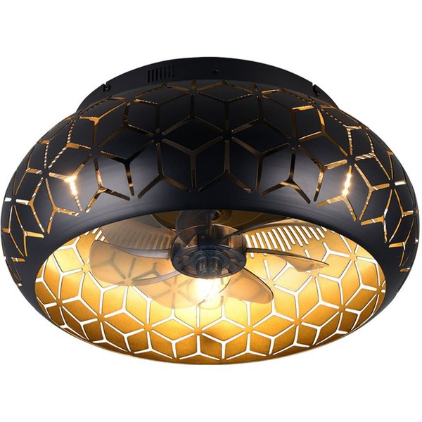 Reality Leuchten LED Deckenleuchte mit Ventilator & Fernbedienung Ø 50cm, Timerfunktion, LED wechselbar, warmweiß, Deckenventilator mit Licht, ausgefallene Deck