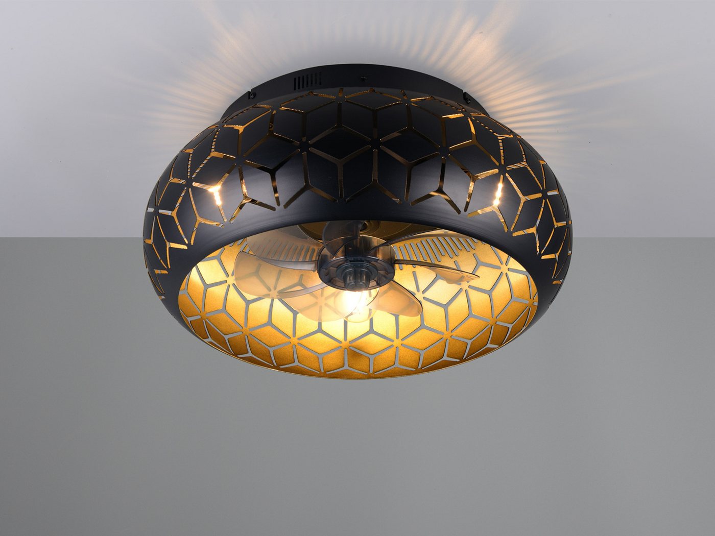 Reality Leuchten LED Deckenleuchte mit Ventilator & Fernbedienung Ø 50cm, Timerfunktion, LED wechselbar, warmweiß, Deckenventilator mit Licht, ausgefallene Deck – Bild 3 von 5