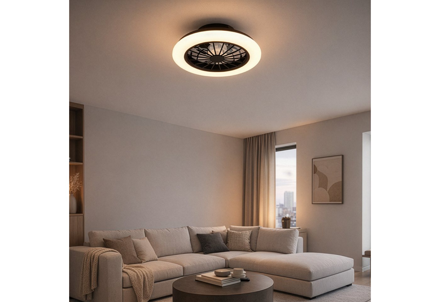 Reality Leuchten LED Deckenleuchte ROTSUND, Deckenventilator mit Licht Ø 38cm, inkl Fernbedienung, CCT - über Fernbedienung, Dimmfunktion, Memoryfunktion, Nacht – Bild 3 von 5
