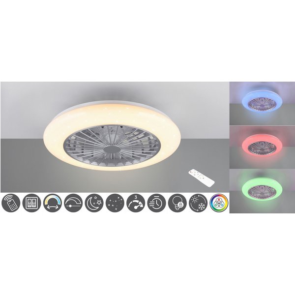 Reality Leuchten LED Deckenleuchte Stralsund Deckenventilator, Farbwechsel, Memoryfunktion, Nachtlichtfunktion, Timerfunktion, Ventilatorfunktion, LED fest inte
