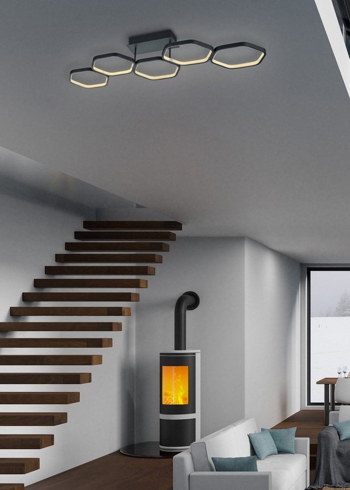 Reality Leuchten LED Deckenleuchte Vigo, LED fest integriert, Warmweiß, dimmbare LED Deckenlampe in Wabenoptik, 3000K, 2800 Lumen – Bild 3 von 5