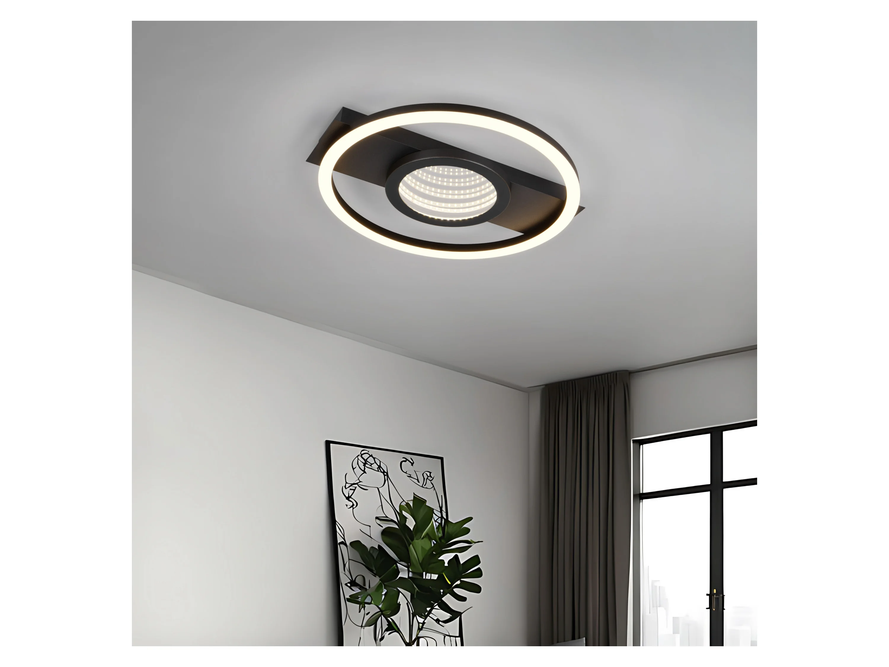 REALITY LEUCHTEN LED Deckenleuchte Wheeler Infinity Mirror Effekt (Schwarz matt, 5 cm) – Bild 2 von 4